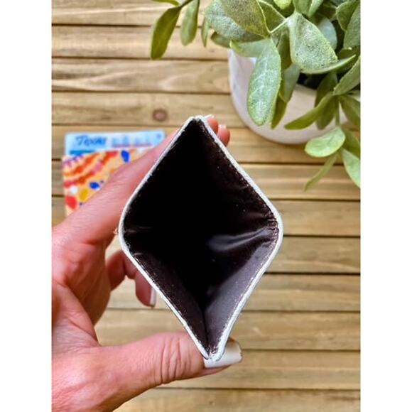 Black White Cowhide Card Holder – Genuine Hair-On Leather Wallet - Picture 5 of 7